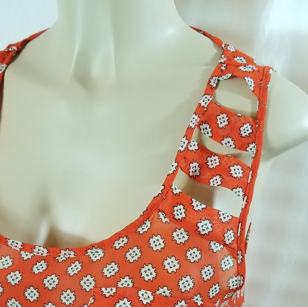 B_envied Orange Lattice Back Tank - Picture 3 of 6